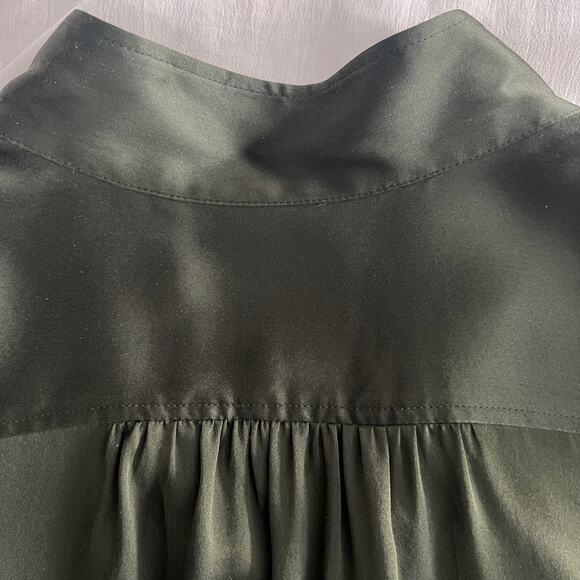 ♥️ FRAME Gillian Puff Sleeve Silk Shirt Surplus Green Long Sleeve Size M - Picture 13 of 14